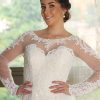 Vestido de novia sirena,manga larga con cola adaptable DQ009. - Imagen 2