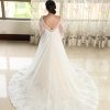 Vestido de novia sirena,manga larga con cola adaptable DQ009. - Imagen 3