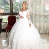 Vestido de novia estilo princesa manga larga ivory ref DQ0091 - Imagen 4