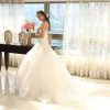 Vestido de novia champaña, escote corazón brillos en blusa SA28805-B - Imagen 4