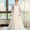 Vestido de novia sirena,manga larga con cola adaptable DQ009. - Imagen 4
