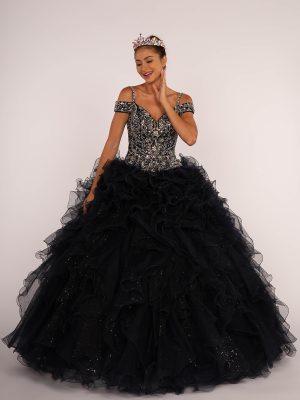 Vestido de quince negro azul GL2516