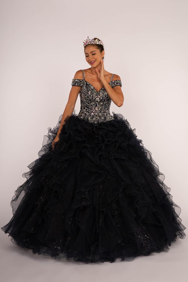 Vestido de quince negro azul GL2516