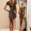 Vestido corto en lentejuelas con mangas Rf. S19078 - Imagen 4