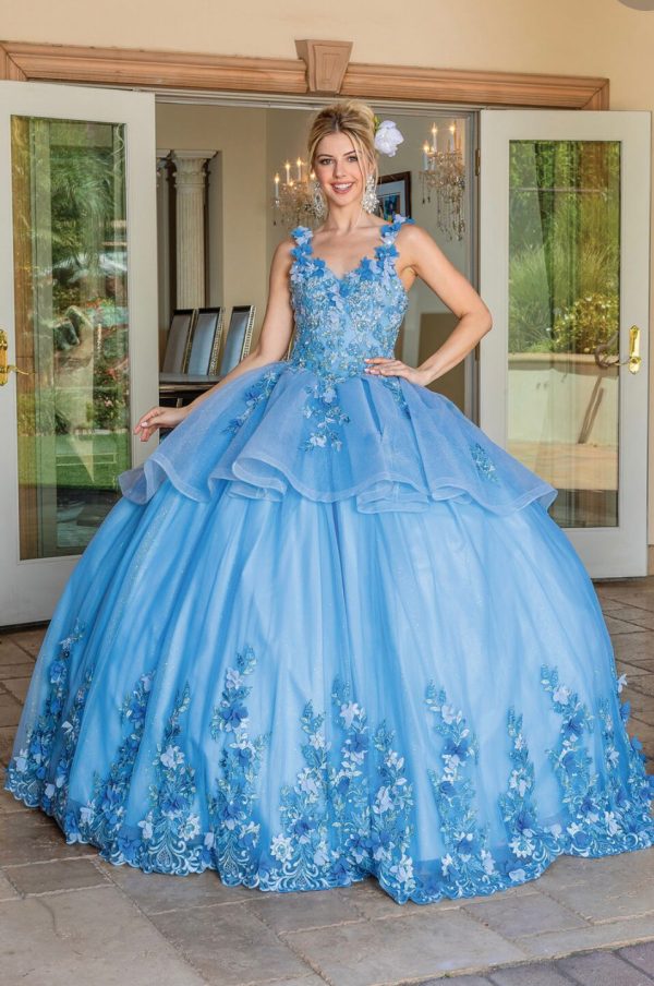 Vestido de quince con sobrefalda DQ1583