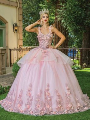 Vestido de quince con sobrefalda Rf.1583
