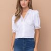 Blusa blanca en popelina strech con encaje. - Imagen 2