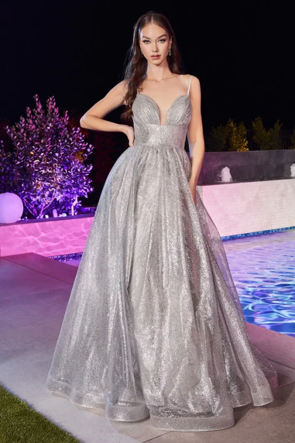 Vestido linea A ´plateado CD996