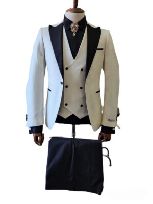 Traje para hombre GT1PA+V-1501 beige/negro y blanco y negro.