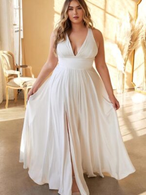 Vestido clásico de satín talla grande Rf. 7469WW