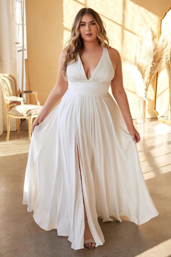 Vestido clásico de satín talla grande Rf. 7469WW