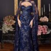 VESTIDO AJUSTADO SIN TIRANTES CON CAPA DE ENCAJE J834 - Imagen 4
