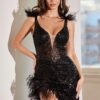 ESPECTACULAR VESTIDO BRILLANTE EN PLUMAS RF.9312 - Imagen 2