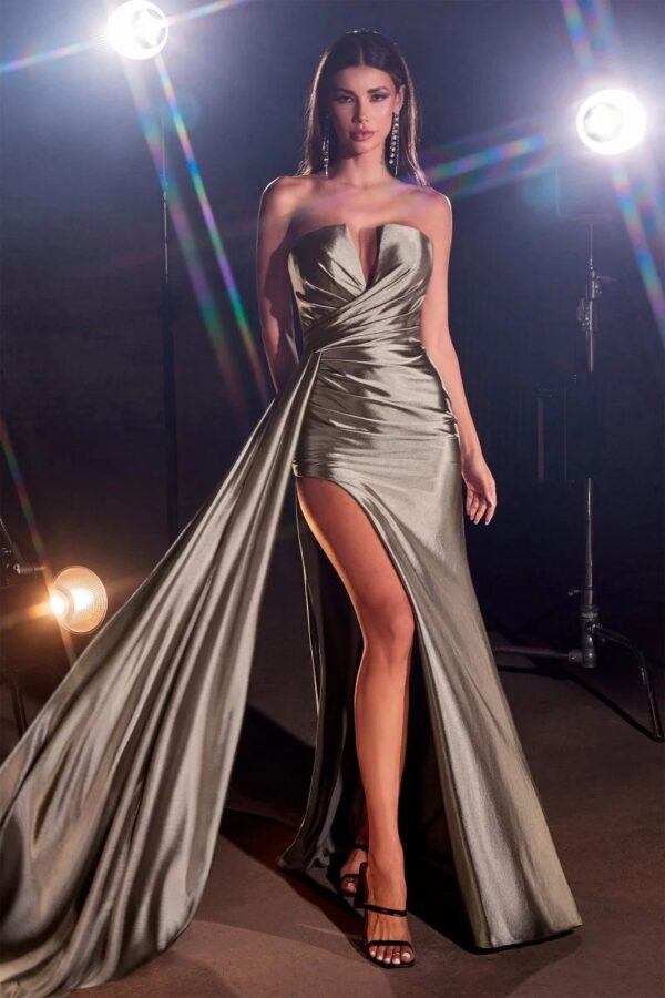 VESTIDO SATINADO SIN TIRANTES CDS441